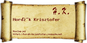 Horák Krisztofer névjegykártya