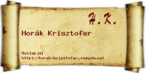 Horák Krisztofer névjegykártya